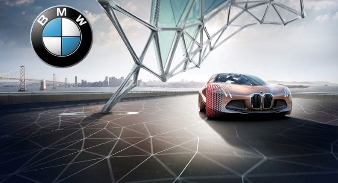a car driving, BMW logo